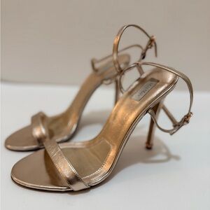 Elegant Blush Gold Strappy Heels